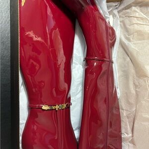 Red Patent Leather. Knee high.